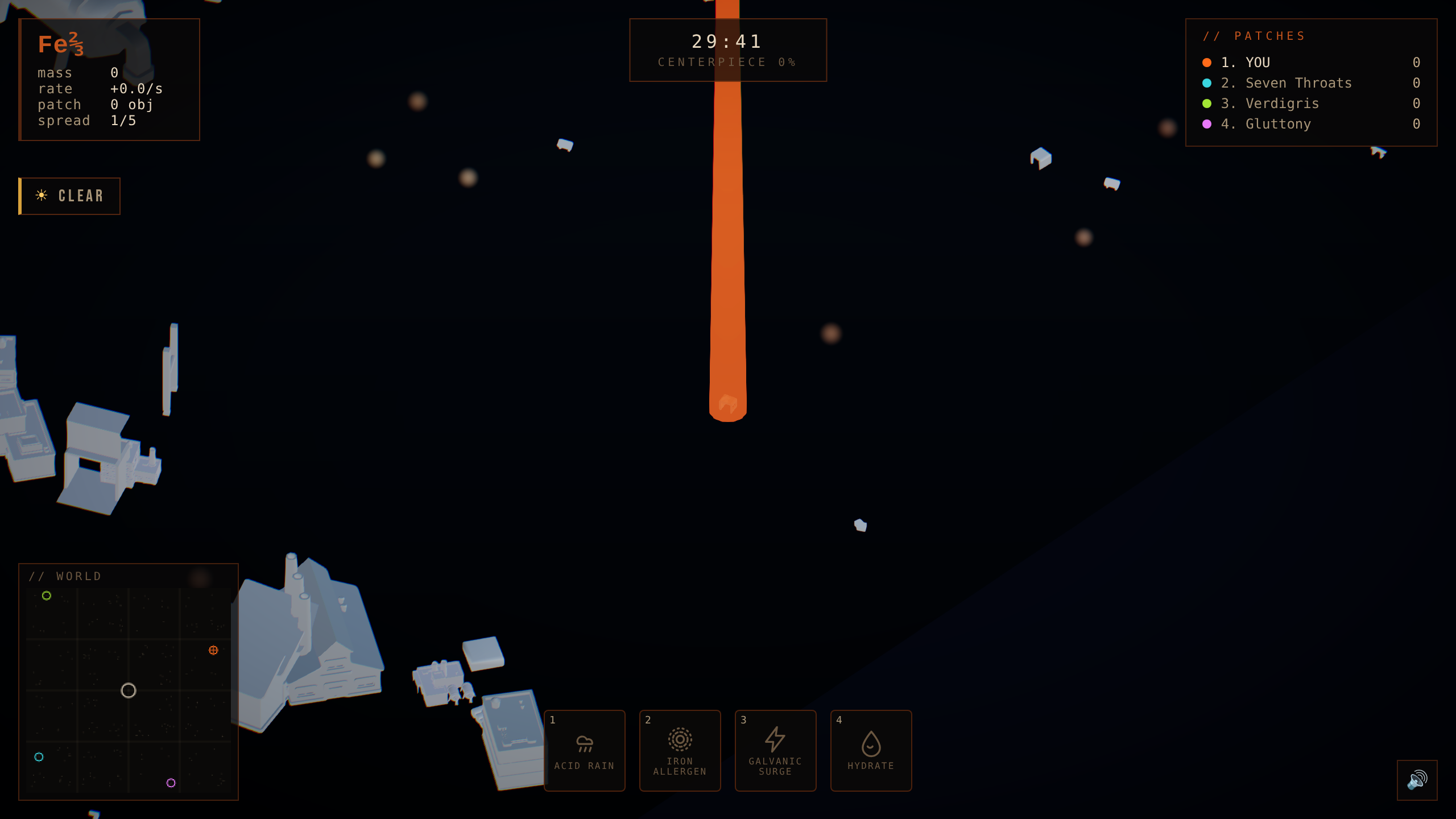 tier 4: continent. rain pins the dust.