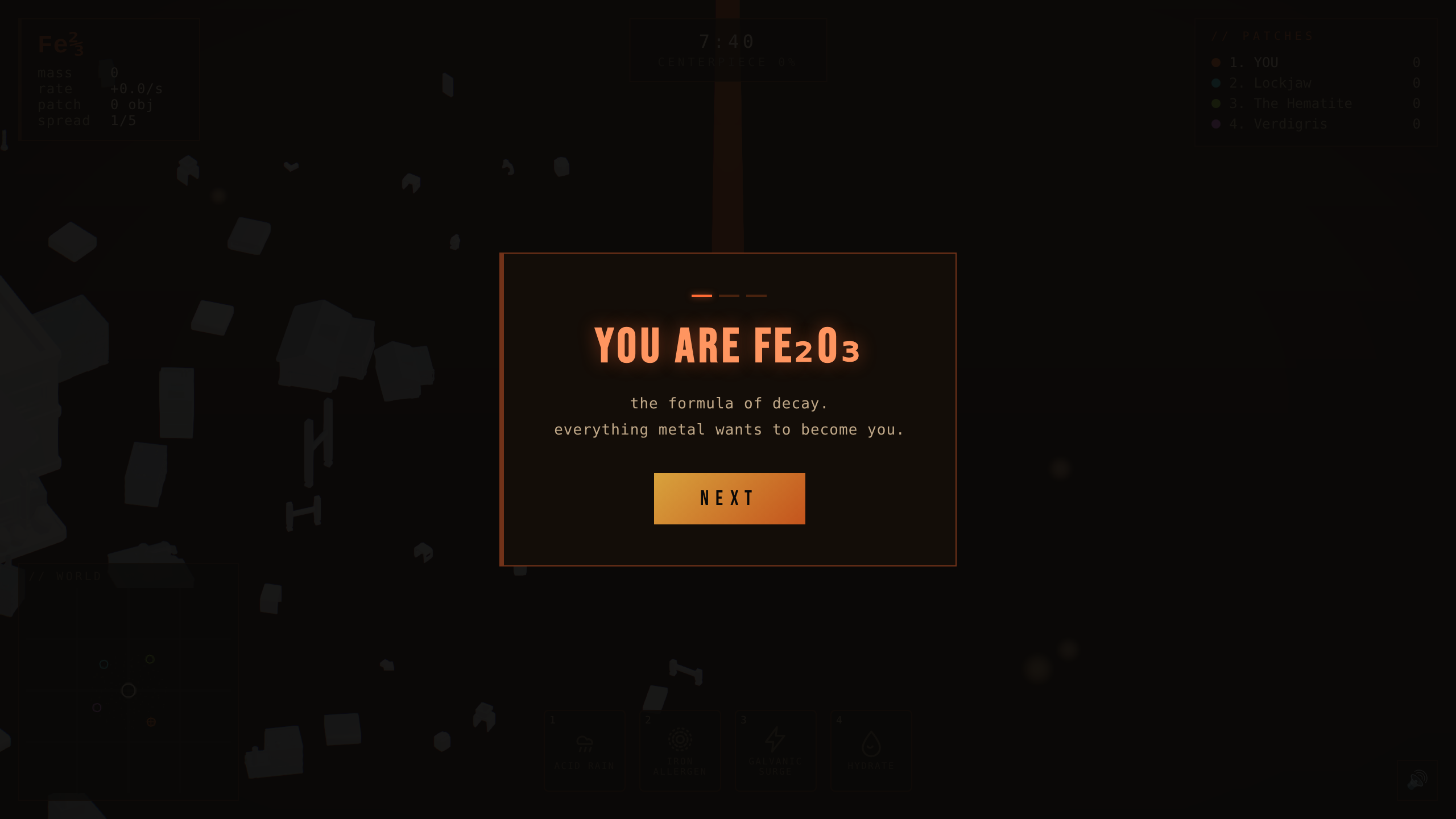 tier 1: yard. bolts and a mower start to brown.