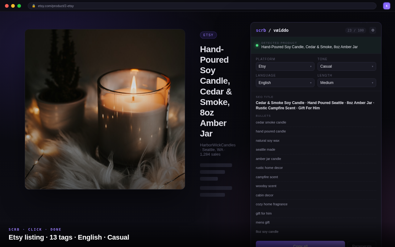 scrb generating Etsy listing